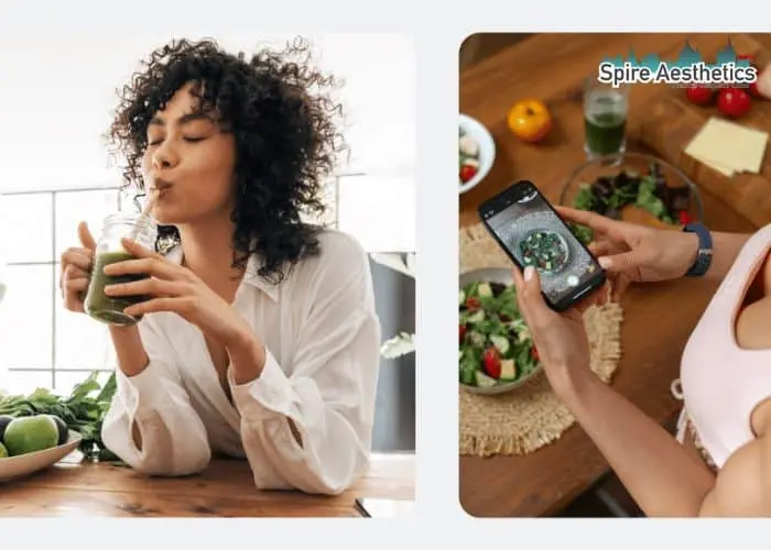 Image of woman looking into her diet and fat freezing Newbury to improve her health